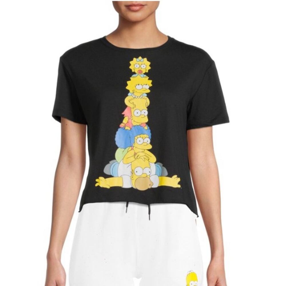 Disney Simpsons skimmer graphic tee short sleeve navy blue homer Bart Lisa sz M